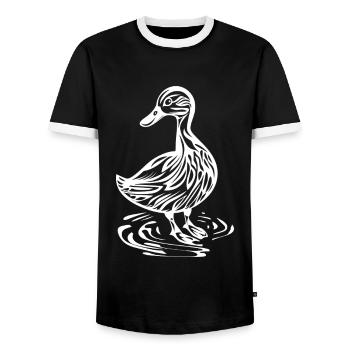 Ente - Männer Kontrast-T-Shirt - Schwarz/Weiß - Vorne - AI Model Female 172 light (172cm) & AI Model Male 178 light (178cm)