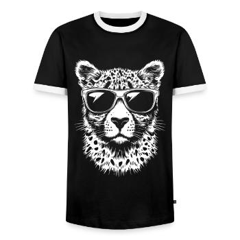 Cool Gepard Sonnenbrille Sommer Graphic - Männer Kontrast-T-Shirt - Schwarz/Weiß - Vorne - AI Model Female 172 light (172cm) & AI Model Male 178 light (178cm)