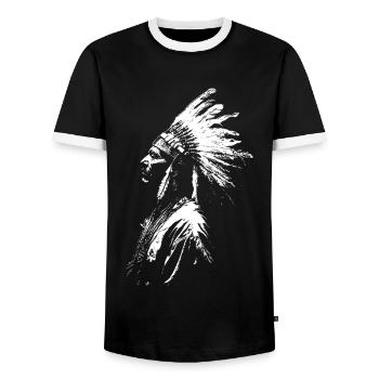 Native American silhouette - Men's Ringer Shirt - black/white - Front - AI Model Female 172 light (172cm) & AI Model Male 178 light (178cm)