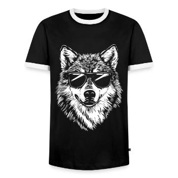 Cool Wolf Sonnenbrille Sommer - Männer Kontrast-T-Shirt - Schwarz/Weiß - Vorne - AI Model Female 172 light (172cm) & AI Model Male 178 light (178cm)