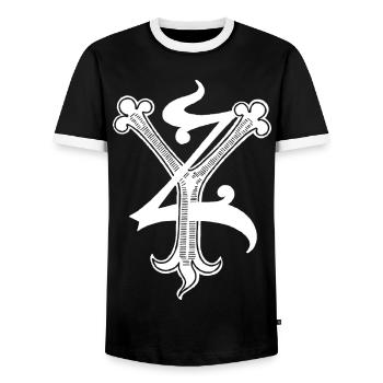 Letters YZ Rapp art - Men's Ringer Shirt - black/white - Front - AI Model Female 172 light (172cm) & AI Model Male 178 light (178cm)