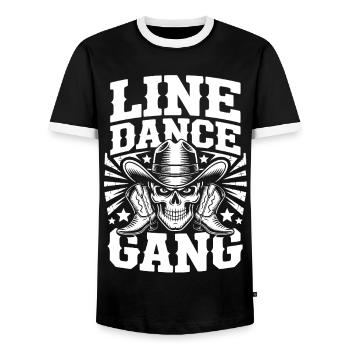 Line Dance Schädel-Gang - Männer Kontrast-T-Shirt - Schwarz/Weiß - Vorne - AI Model Female 172 light (172cm) & AI Model Male 178 light (178cm)