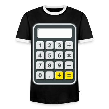 Taschenrechner Kostüm Karneval Fasching Nerd  - Männer Kontrast-T-Shirt - Schwarz/Weiß - Vorne - AI Model Female 172 light (172cm) & AI Model Male 178 light (178cm)