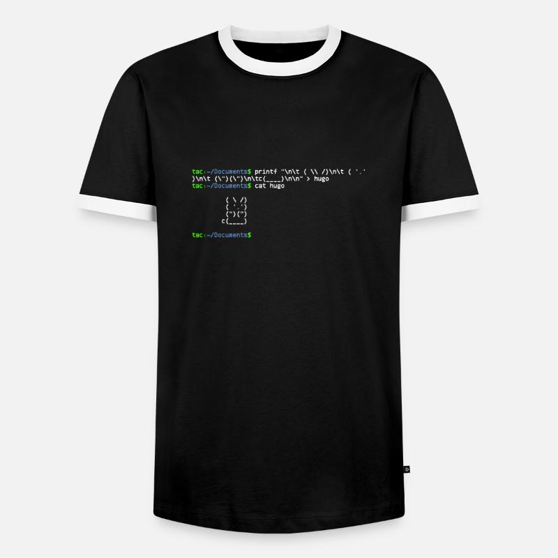 linux shell rabbit - T-shirt contrasté Homme - noir/blanc