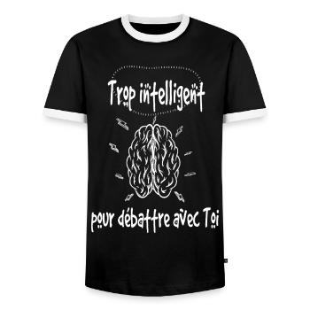 T-shirt sarcastique – Trop intelligent pour toi - T-shirt contrasté Homme - noir/blanc - Devant - AI Model Female 172 light (172cm) & AI Model Male 178 light (178cm)