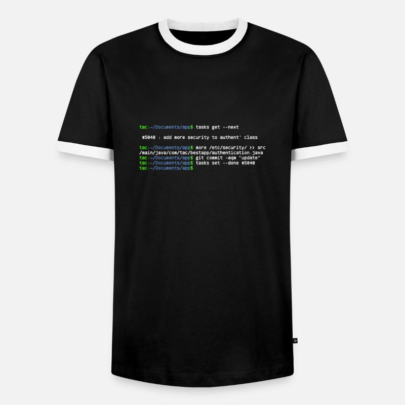 linux shell more security - T-shirt contrasté Homme - noir/blanc