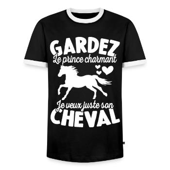Gardez Le Prince Charmant Je Veux Juste Son Cheval - T-shirt contrasté Homme - noir/blanc - Devant - AI Model Female 172 light (172cm) & AI Model Male 178 light (178cm)