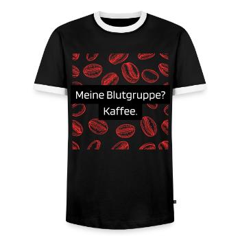 Meine Blutgruppe? Kaffee. - Männer Kontrast-T-Shirt - Schwarz/Weiß - Vorne - AI Model Female 172 light (172cm) & AI Model Male 178 light (178cm)