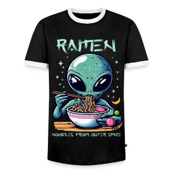 Extra-atmosphérique Ramen Alien Noodles - T-shirt contrasté Homme - noir/blanc - Devant - AI Model Female 172 light (172cm) & AI Model Male 178 light (178cm)