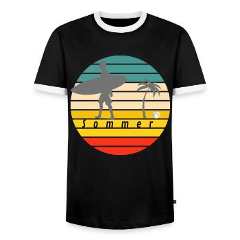 Sommer T Shirt I - Männer Kontrast-T-Shirt - Schwarz/Weiß - Vorne - AI Model Female 172 light (172cm) & AI Model Male 178 light (178cm)
