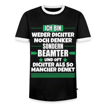 Weder Dichter noch Denker, sondern Beamter - Männer Kontrast-T-Shirt - Schwarz/Weiß - Vorne - AI Model Female 172 light (172cm) & AI Model Male 178 light (178cm)