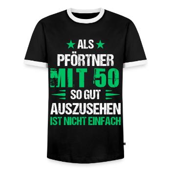 Avec 50 beau portier - T-shirt contrasté Homme - noir/blanc - Devant - AI Model Female 172 light (172cm) & AI Model Male 178 light (178cm)