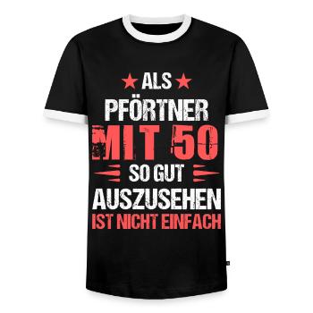 Avec 50 beau portier - T-shirt contrasté Homme - noir/blanc - Devant - AI Model Female 172 light (172cm) & AI Model Male 178 light (178cm)
