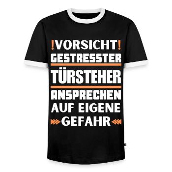 Ne parlez pas à un videur stressé ! - T-shirt contrasté Homme - noir/blanc - Devant - AI Model Female 172 light (172cm) & AI Model Male 178 light (178cm)