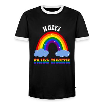 Happy Pride Month LGBT Gay Pride Arc-en-ciel - T-shirt contrasté Homme - noir/blanc - Devant - AI Model Female 172 light (172cm) & AI Model Male 178 light (178cm)