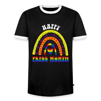 Happy Pride Month LGBT Stolz Boho Regenbogen - Männer Kontrast-T-Shirt - Schwarz/Weiß - Vorne - AI Model Female 172 light (172cm) & AI Model Male 178 light (178cm)