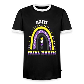 Happy Pride Month Nonbinary Boho Rainbow - Men's Ringer Shirt - black/white - Front - AI Model Female 172 light (172cm) & AI Model Male 178 light (178cm)