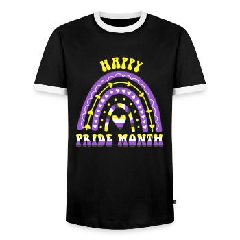 Happy Pride Month Nonbinary Rainbow - Men's Ringer Shirt - black/white - Front - AI Model Female 172 light (172cm) & AI Model Male 178 light (178cm)