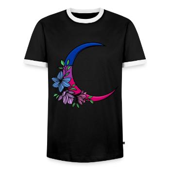 Bisexueller Mond LGBT Bisexual Pride - Männer Kontrast-T-Shirt - Schwarz/Weiß - Vorne - AI Model Female 172 light (172cm) & AI Model Male 178 light (178cm)