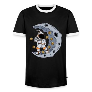 Un astronaute exploite le marché boursier BTC - T-shirt contrasté Homme - noir/blanc - Devant - AI Model Female 172 light (172cm) & AI Model Male 178 light (178cm)