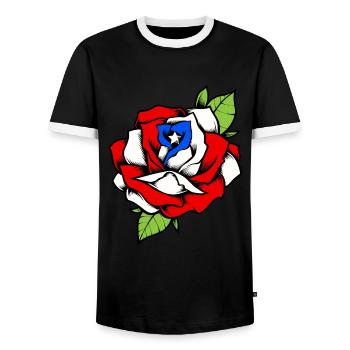 Porto Rico Fleur Rose Drapeau Portoricain - T-shirt contrasté Homme - noir/blanc - Devant - AI Model Female 172 light (172cm) & AI Model Male 178 light (178cm)