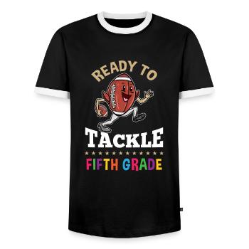 Ready to tackle fifth grade First day of school - Men's Ringer Shirt - black/white - Front - AI Model Female 172 light (172cm) & AI Model Male 178 light (178cm)