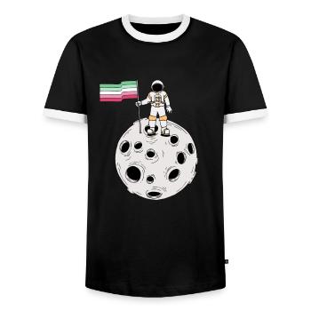 Abrosexueller Astronaute Abrosexuelle Flagge - T-shirt contrasté Homme - noir/blanc - Devant - AI Model Female 172 light (172cm) & AI Model Male 178 light (178cm)