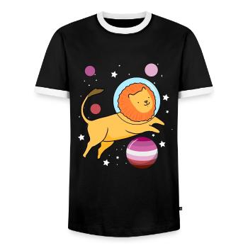 Löwe Astronaut Gay Bear Pride - Männer Kontrast-T-Shirt - Schwarz/Weiß - Vorne - AI Model Female 172 light (172cm) & AI Model Male 178 light (178cm)