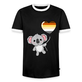 Koala Herzballon Gay Bear - Männer Kontrast-T-Shirt - Schwarz/Weiß - Vorne - AI Model Female 172 light (172cm) & AI Model Male 178 light (178cm)