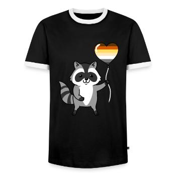 Waschbär Herzballon Gay Bear - Männer Kontrast-T-Shirt - Schwarz/Weiß - Vorne - AI Model Female 172 light (172cm) & AI Model Male 178 light (178cm)