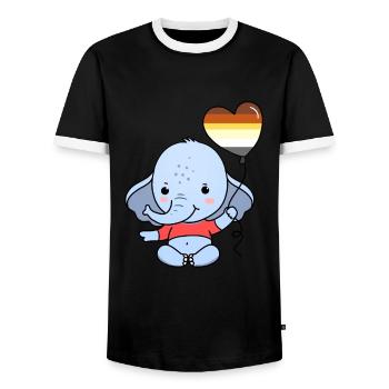 Elefant Herzballon Gay Bear Pride - Männer Kontrast-T-Shirt - Schwarz/Weiß - Vorne - AI Model Female 172 light (172cm) & AI Model Male 178 light (178cm)