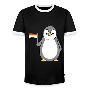 Penguin Gay Bear Pride - Men's Ringer Shirt - black/white - Front - AI Model Female 172 light (172cm) & AI Model Male 178 light (178cm)