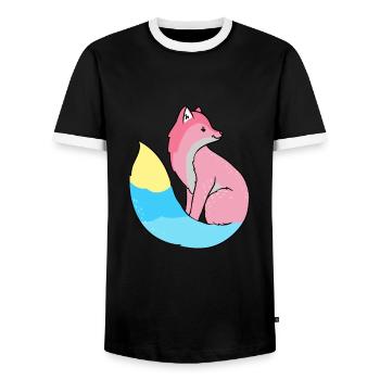 Genderflux Fuchs Genderflux Pride - Men's Ringer Shirt - black/white - Front - AI Model Female 172 light (172cm) & AI Model Male 178 light (178cm)