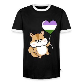 Ballon cœur d’écureuil Genderqueer - T-shirt contrasté Homme - noir/blanc - Devant - AI Model Female 172 light (172cm) & AI Model Male 178 light (178cm)