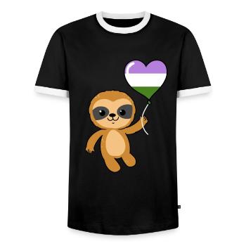 Sloth Heart Balloon Genderqueer - T-shirt contrasté Homme - noir/blanc - Devant - AI Model Female 172 light (172cm) & AI Model Male 178 light (178cm)