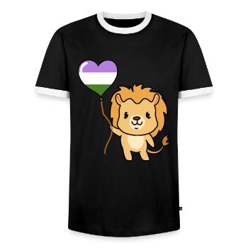 Ballon Lion Genderqueer Pride - T-shirt contrasté Homme - noir/blanc - Devant - AI Model Female 172 light (172cm) & AI Model Male 178 light (178cm)