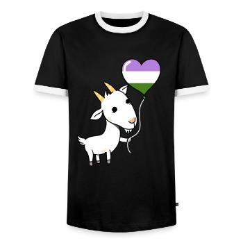 Ziege Herzballon Genderqueer Pride - Männer Kontrast-T-Shirt - Schwarz/Weiß - Vorne - AI Model Female 172 light (172cm) & AI Model Male 178 light (178cm)