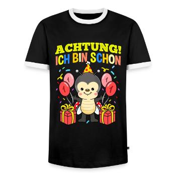 Achtung Ich Bin Schon 1 Geburtstag Marienkäfer - Männer Kontrast-T-Shirt - Schwarz/Weiß - Vorne - AI Model Female 172 light (172cm) & AI Model Male 178 light (178cm)