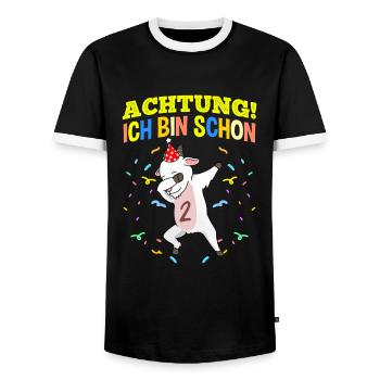 Achtung Ich Bin Schon 2 Geburtstag Ziege - Männer Kontrast-T-Shirt - Schwarz/Weiß - Vorne - AI Model Female 172 light (172cm) & AI Model Male 178 light (178cm)