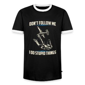 Skydiving | Skydive skydiving gifts - Men's Ringer Shirt - black/white - Front - AI Model Female 172 light (172cm) & AI Model Male 178 light (178cm)
