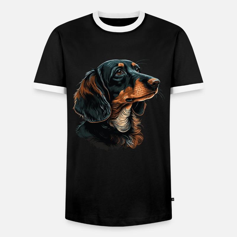 Dackel - Männer Kontrast-T-Shirt - Schwarz/Weiß