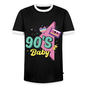 90er Jahre 90s Retro Geschenk - Männer Kontrast-T-Shirt - Schwarz/Weiß - Vorne - AI Model Female 172 light (172cm) & AI Model Male 178 light (178cm)