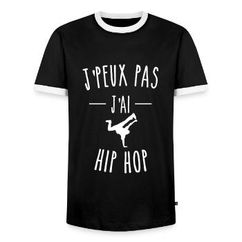 J'PEUX PAS J'AI HIP HOP - T-shirt contrasté Homme - noir/blanc - Devant - AI Model Female 172 light (172cm) & AI Model Male 178 light (178cm)