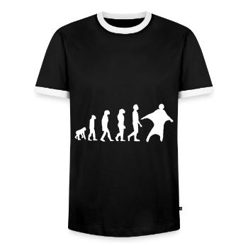 evolution Flügelanzug - Männer Kontrast-T-Shirt - Schwarz/Weiß - Vorne - AI Model Female 172 light (172cm) & AI Model Male 178 light (178cm)