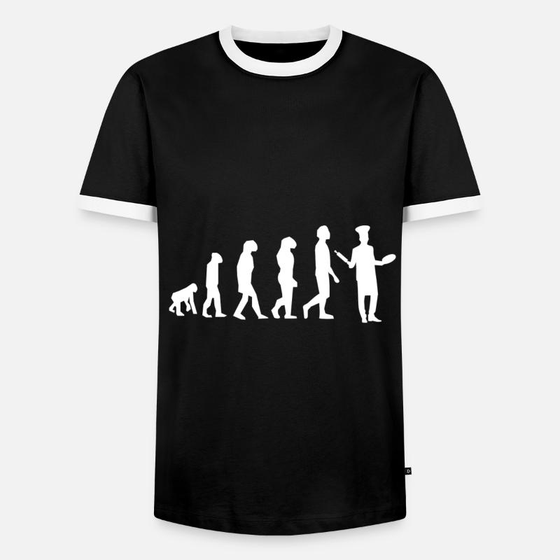 evolution chef patissier Küche - Männer Kontrast-T-Shirt - Schwarz/Weiß