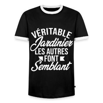 Véritable jardinier les autres font semblant - T-shirt contrasté Homme - noir/blanc - Devant - AI Model Female 172 light (172cm) & AI Model Male 178 light (178cm)