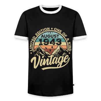 Geburtstag August 1943 Geburtstagsgeschenk August - Männer Kontrast-T-Shirt - Schwarz/Weiß - Vorne - AI Model Female 172 light (172cm) & AI Model Male 178 light (178cm)