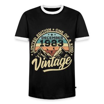 Original Dezember 1983 - 42. Geburtstag Geschenk - Männer Kontrast-T-Shirt - Schwarz/Weiß - Vorne - AI Model Female 172 light (172cm) & AI Model Male 178 light (178cm)