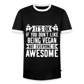 Vegan Vegan Vegan Grand Blanc - T-shirt contrasté Homme - noir/blanc - Devant - AI Model Female 172 light (172cm) & AI Model Male 178 light (178cm)