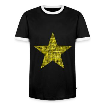 gelber Stern yellow star - Männer Kontrast-T-Shirt - Schwarz/Weiß - Vorne - AI Model Female 172 light (172cm) & AI Model Male 178 light (178cm)